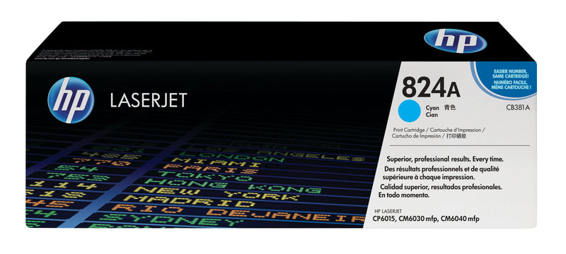 HP Genuine Toner 824A Cyan HP Colour Laserjet CP6015N / CP6015DN / CP6015XH / CM6030 / CM6030F / CM6040 / CM60