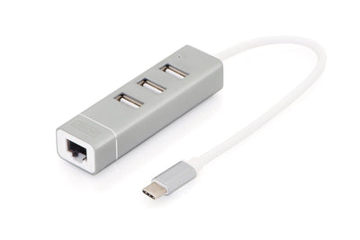 Digitus Hub USB RJ-45 Type-c 3-PORT 3x USB a/F, 1x RJ45 10/100 — image 1