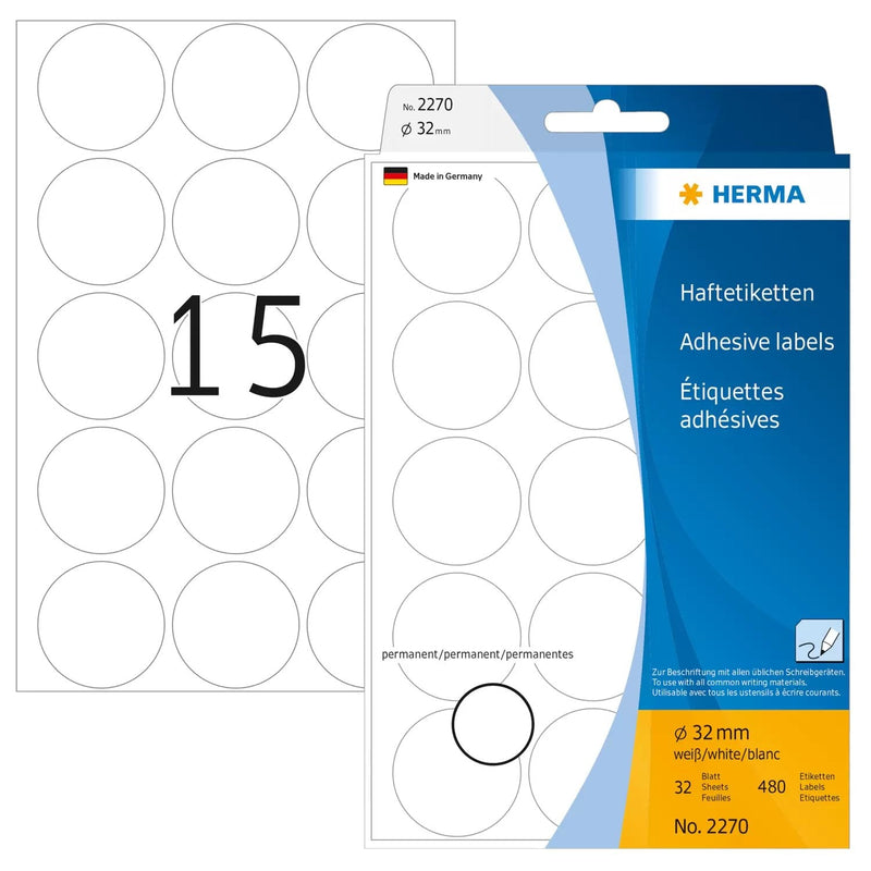 Herma Labels Multiusos Paper Round White 32MM 480 Pieces