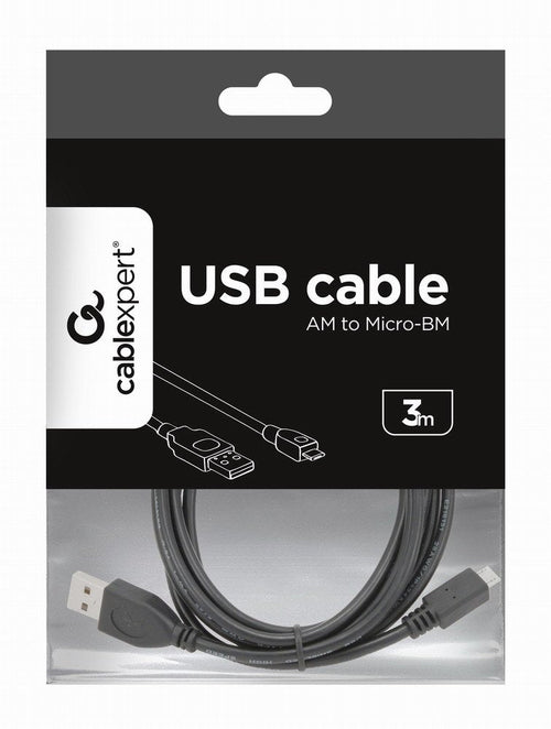 Gembird USB Cable a Micro USB 3M Black CCP-MUSB2-AMBM-10 — image 1
