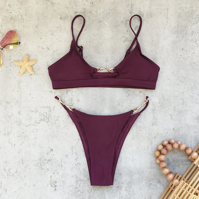 Solid-color European And American-style Bikini For Women