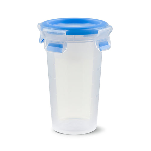 Emsa Clip & Close Recipiente Conservar Alimentos 0,35 Litros, Glass Transparent/Blue Round Ø 9,2CM 508551 — image 1