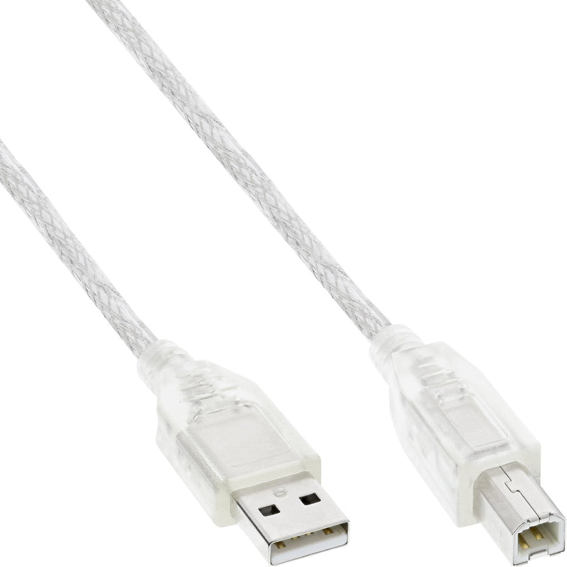 Inline USB 2.0 Cable Type a Male a B Male Transparent 0,3M
