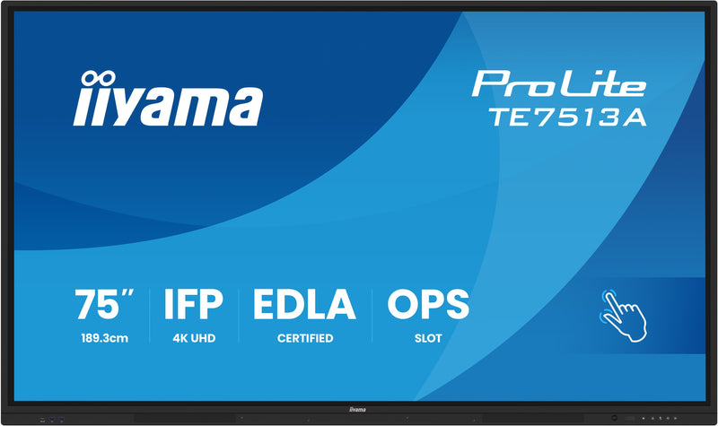 Iiyama 189,3CM 75 (3840X2160) Prolite TE7513A-B3AG 16:9 4K IPS 8MS HDMI DisplayPort USB-C USB LAN RS232 VESA S