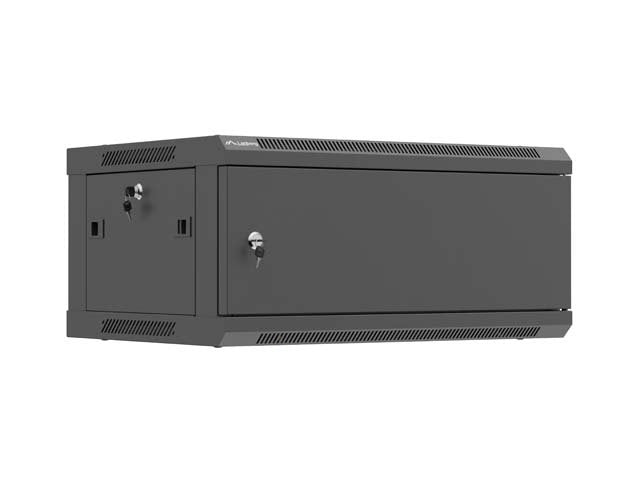 Lanberg Rack Cabinet 19IN Wall-mount 4U 600X450 Flat Pack With Metal Door Black