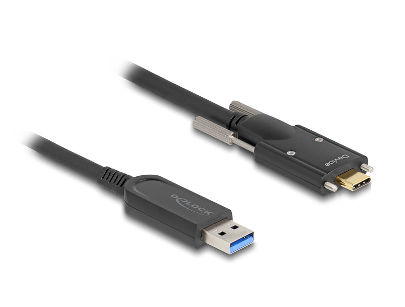 Delock 83200 Cable Óptico Activo USB 10Gbps-a Male USB Type-c™ Male With Screws Laterales 5M