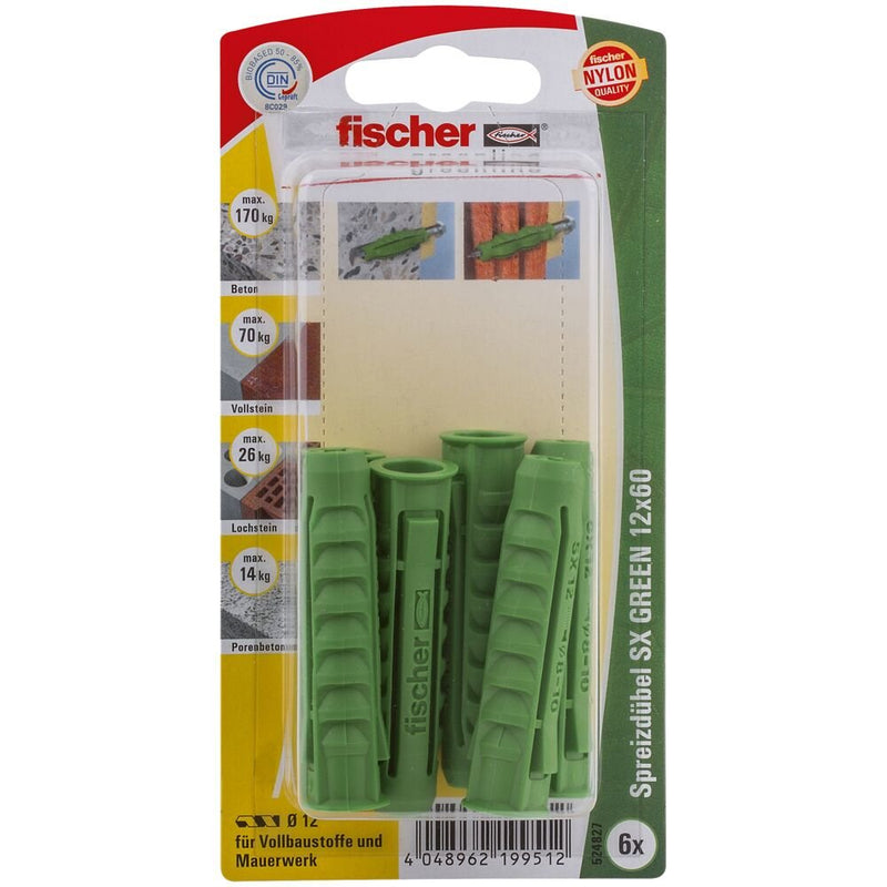 Fischer Mount Expansión Sx Green 12X60 K 524827 6 Pieces