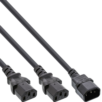 Inline Cable Power Type F 1X IEC-C14 a 2X IEC-C13 3M — image 1
