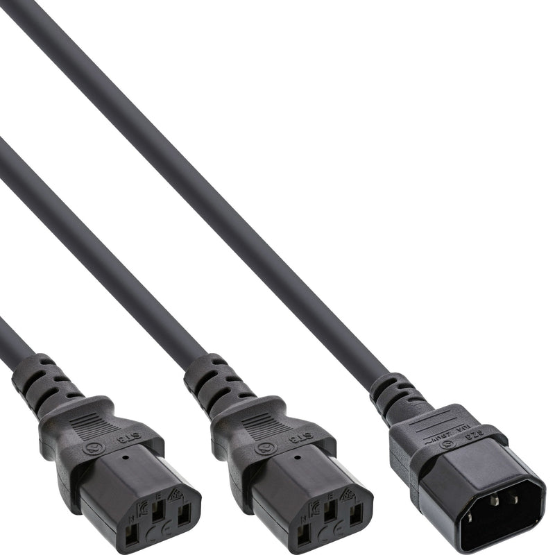 Inline Cable Power Type F 1X IEC-C14 a 2X IEC-C13 3M