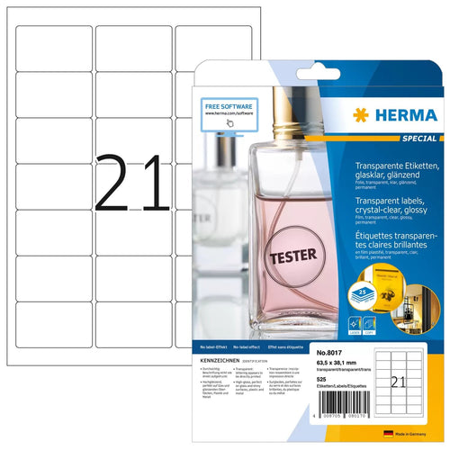 Herma Label . Transparenteee A4 63,5X38,1MM Lámina Glossy 525 Pieces — image 1