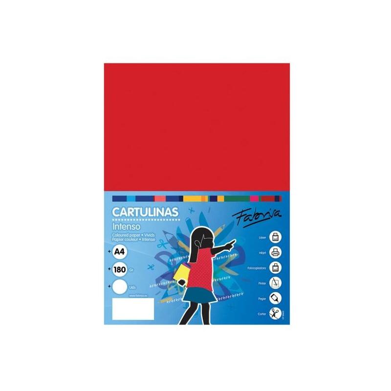 Fabrisa PAQ.50H Cartulina 180GR A4 Red