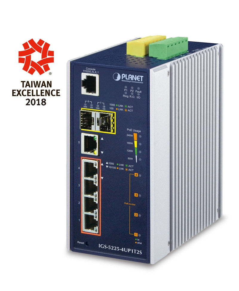 Planet Industrial L2 + 4-PORT 10/100/1000T Ultra PoE +