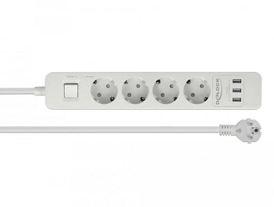 Delock Power Strip 4VÍAS, 3x USB White Cable 1,5 Metres Protection Contra Sobretensiones, With Switch 11206 — image 1
