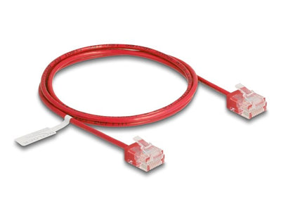 Delock RJ45 Network Cable CAT.6 UTP Ultra Slim 1M Red With Kurzen Machon — image 1