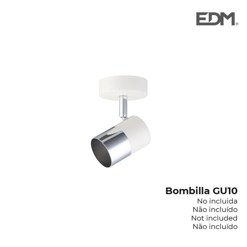 EDM Foco Halogeno 1 Elemento Colour Cromo + White Hueso GU-10 Model Moon