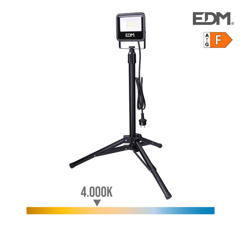 EDM Foco Projector LED With Tripod 30W 2370LM 4000K Light Dia Black Series