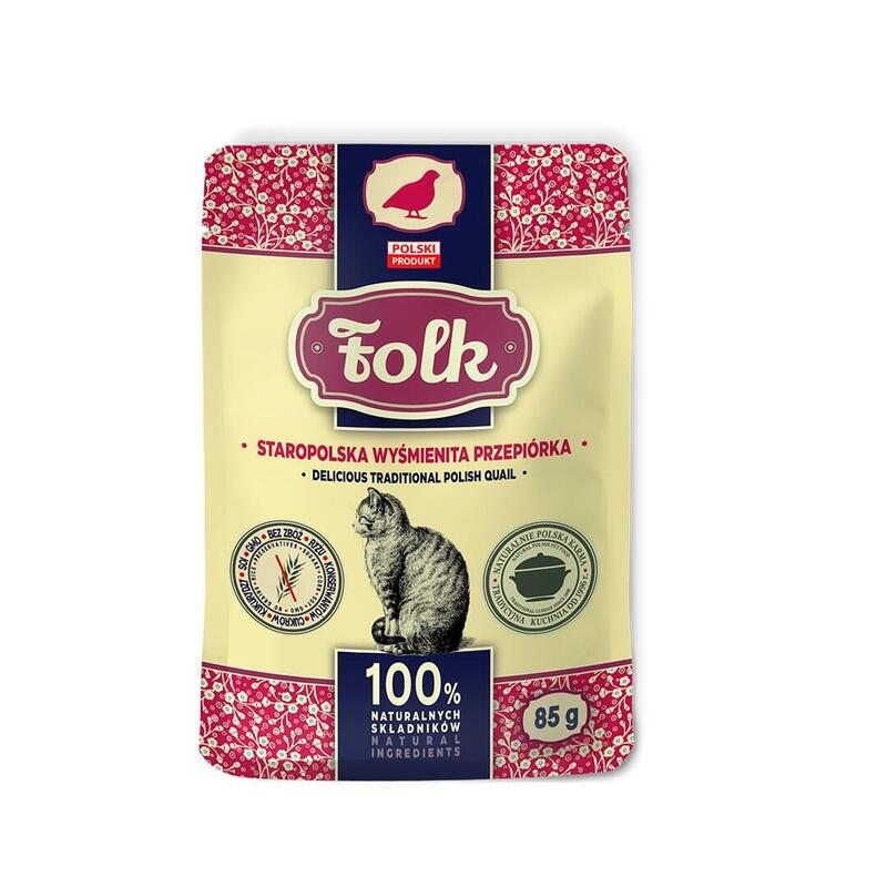 Folk Deliciosa Codorniz Tradicional Polaca Comida Húmeda Gatos - 85G