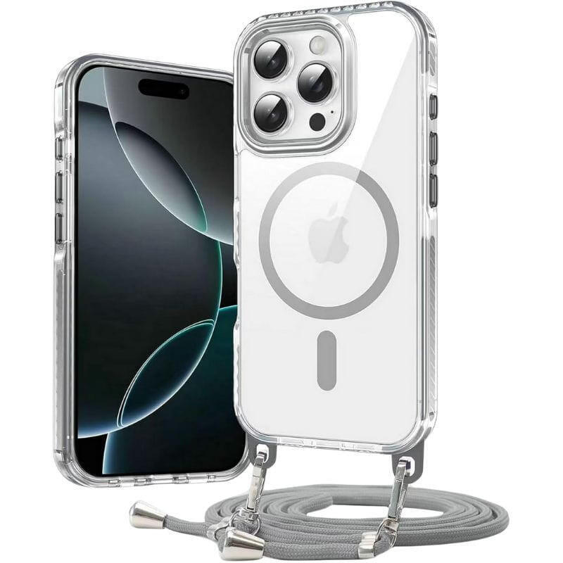 Case Magnética With Colgante Desmontable Iphone 16 Pro Max. Silver