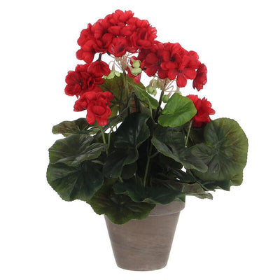 Geranio Red Pvc With Plant Pot Grey — image 1