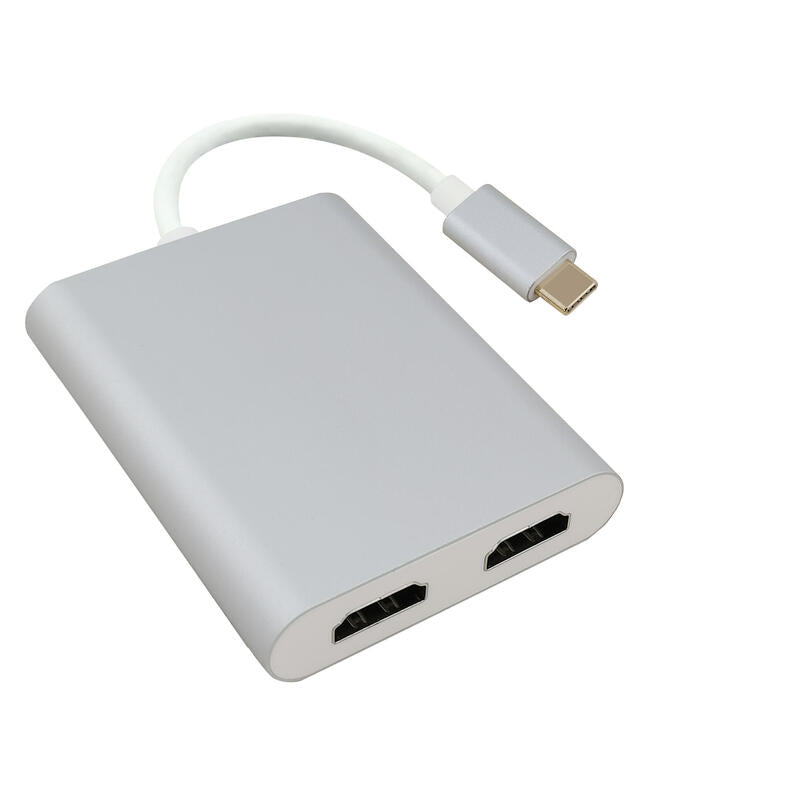 Helos Splitter, USB 3.1 Type-c St./2x HDMI Female Premium 4K, Silver