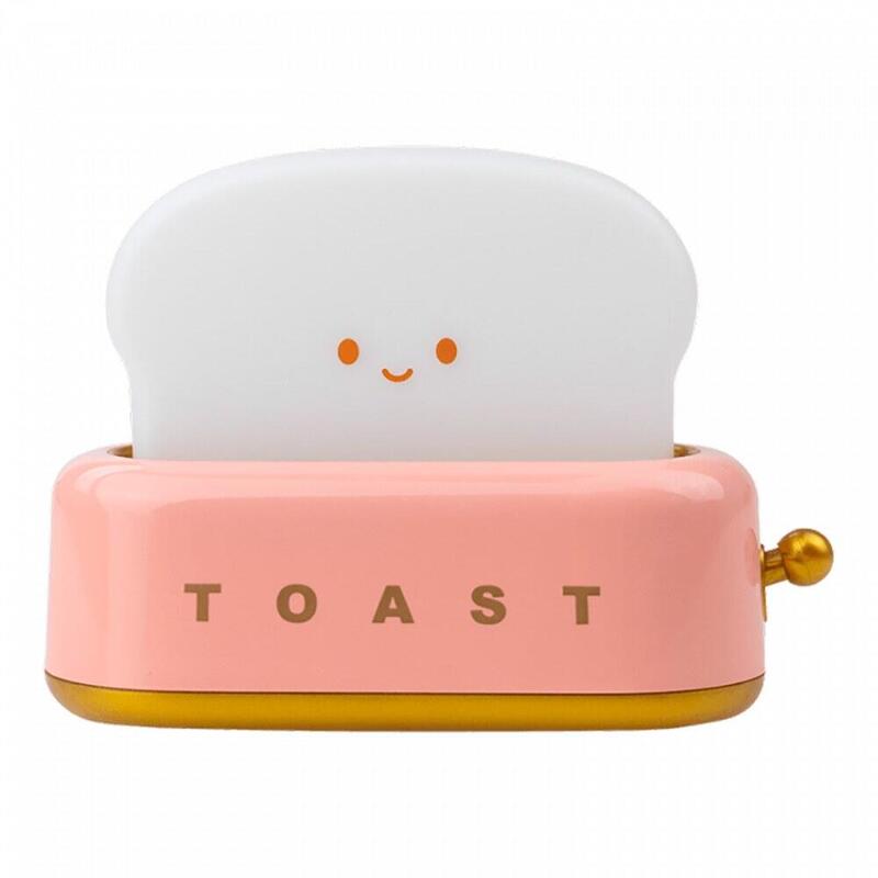 Lamp Night LED Rechargeable Model Toaster Pink