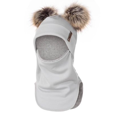 Light Grey Merino Wool Double Pom-Pom Balaclava — image 1
