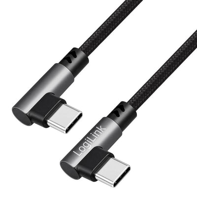 Logilink USB 3.2 GEN1 Type-c Cable a M 90° To C M 90°, 5Gbps,60W, Metal Silver NEGRO,2M — image 1