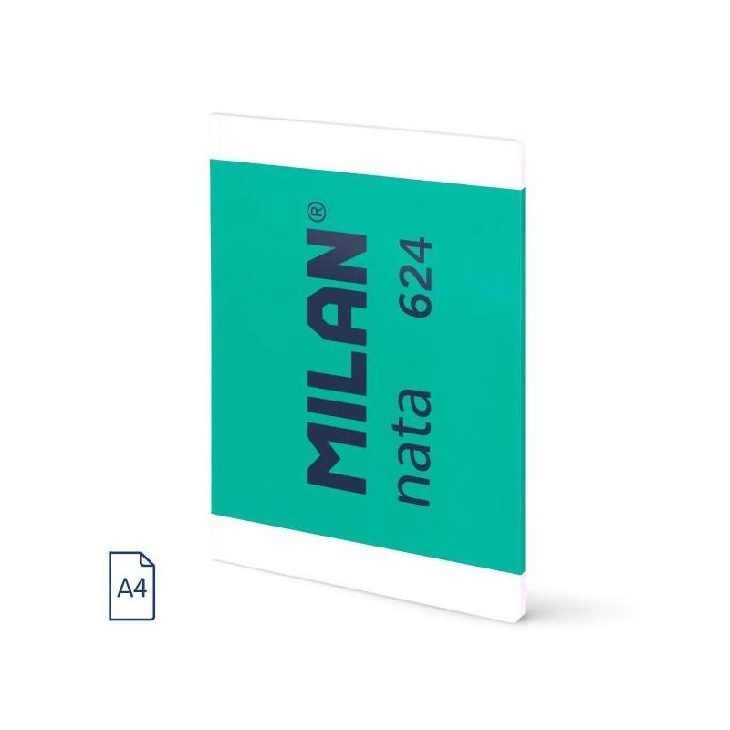 Milan Nata 624 Libreta Encolada Formato A4 Cuadricula 5X5MM - 48 Hojas 95 Gr/M2 - Microperforado - Green