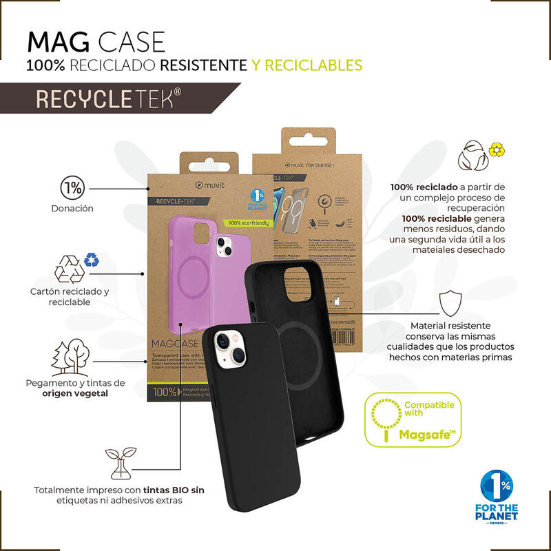 Muvit For Change Case Recycletek Liquid Silicone Magsafe Compatible With Apple Iphone 14 Black
