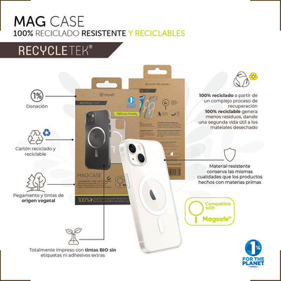 Muvit For Change Case Recycletek Magsafe Compatible With Apple Iphone 14 Pro Max. Transparent — image 1