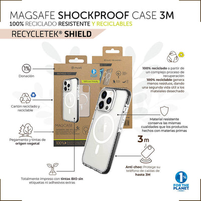 Muvit For Change Case Recycletek Magsafe Shockproof 3M Compatible With Apple Iphone 14 Pro Transparent/Black — image 1