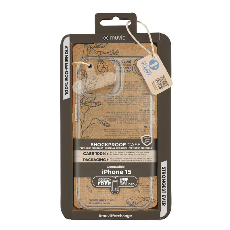 Muvit For Change Case Shockproof 2M Compatible With Apple Iphone 15 Transparent