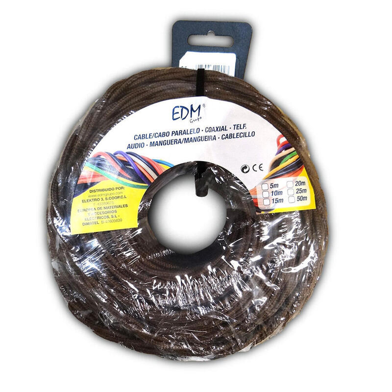 Paralelo Textil Trenzado 2X1,5MM Brown 5M
