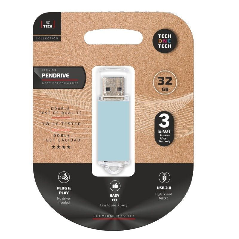 Tech One Tech USB Flash Drive 32GB Basic USB 2.0 Blue Cielo