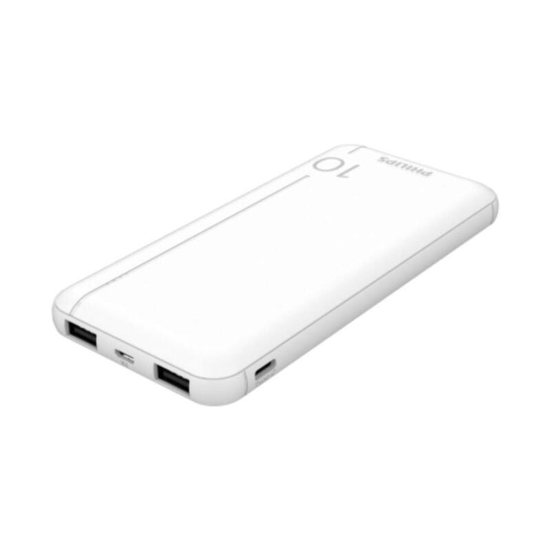 Philips Slim Powerbank 10000MAH With LED + Micro-usb Cable White