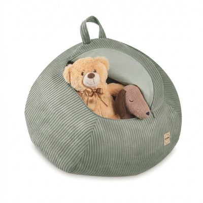Corduroy Toy Storage Bag and Pouffe Cover — Green