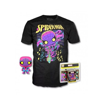 Funko Pop & Tee Marvel Spiderman Black Light + T-shirt Size L — image 1