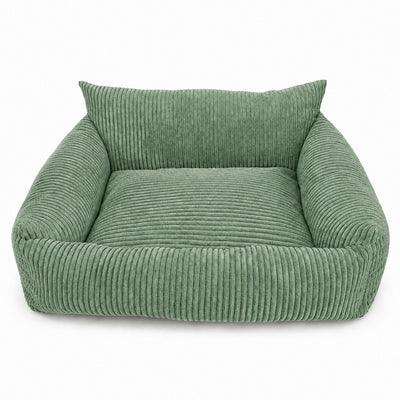 Lodie Corduroy Dog Sofa with Removable Cover – Olive Green, M