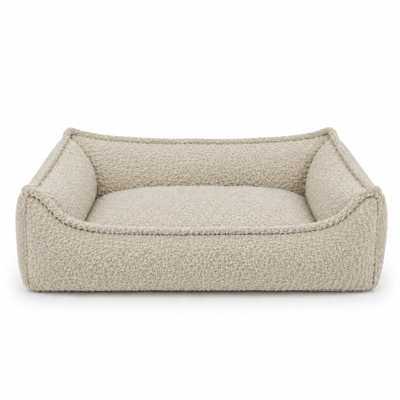 Nino Bouclé Dog Basket Bed with Removable Cover – Ecru, L