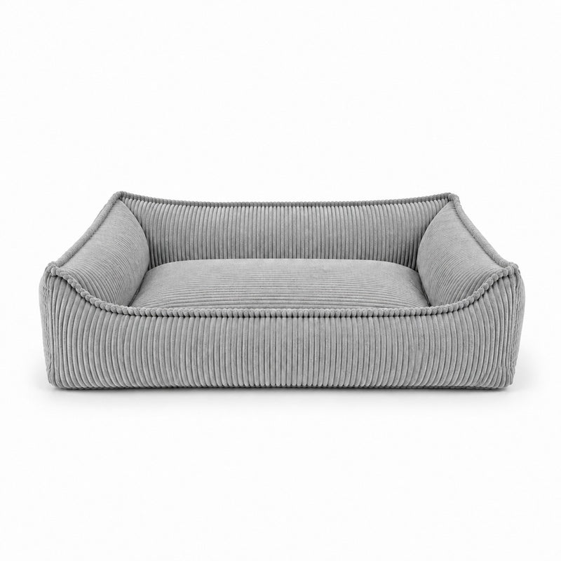 Nino Corduroy Dog Basket Bed with Removable Cover – Cloud Grey, XL