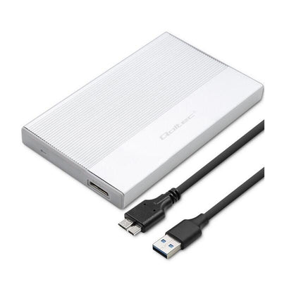 Qoltec 52278 Enclosure SSD HDD 2.5 Drive SATA USB 3.0 Super Speed 5GB S 2TB Silver — image 1