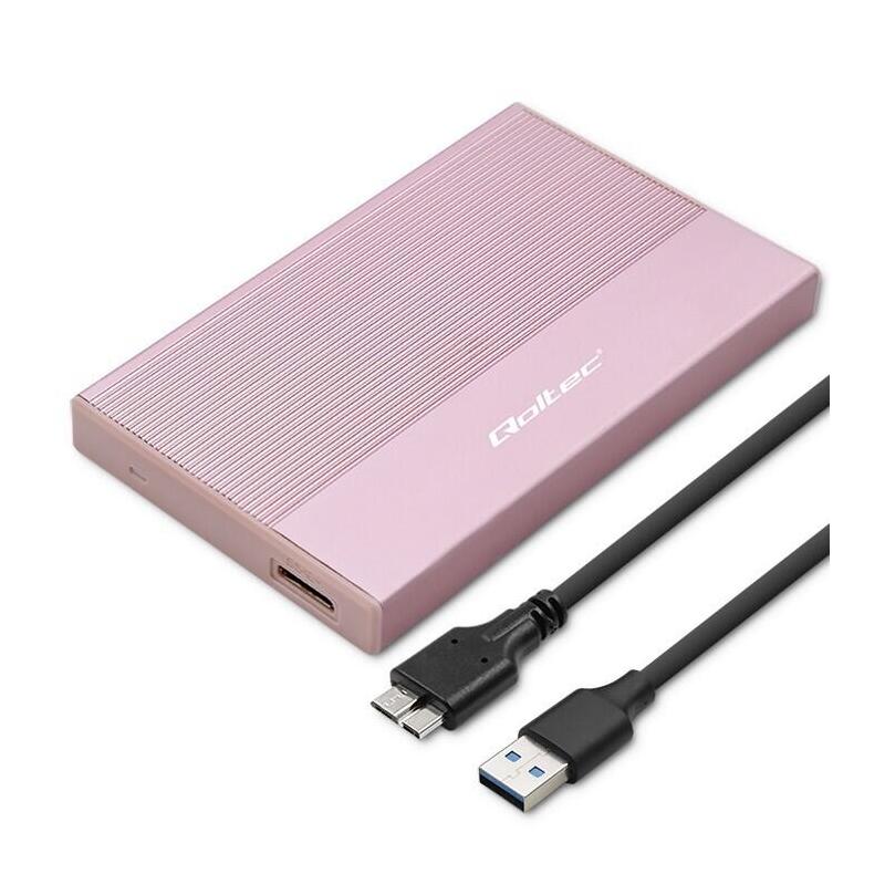 Qoltec 52279 Enclosure SSD HDD 2.5 Drive SATA USB 3.0 Super Speed 5GB S 2TB Pink