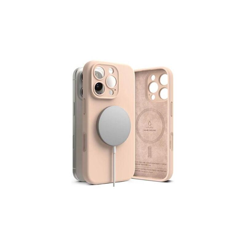 Ringke Iphone 16 Pro Max. Case Silicone Magnetic Pink Sand