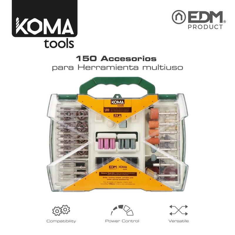 Koma Herramientas Set de 150 Accesorios Mini Herramienta Multiusos Rotativa Ref: 08709