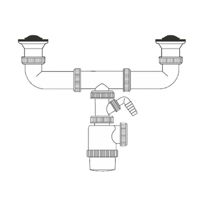 Sifon Double Bottle - Extendable - V70 - With Socket Dishwasher