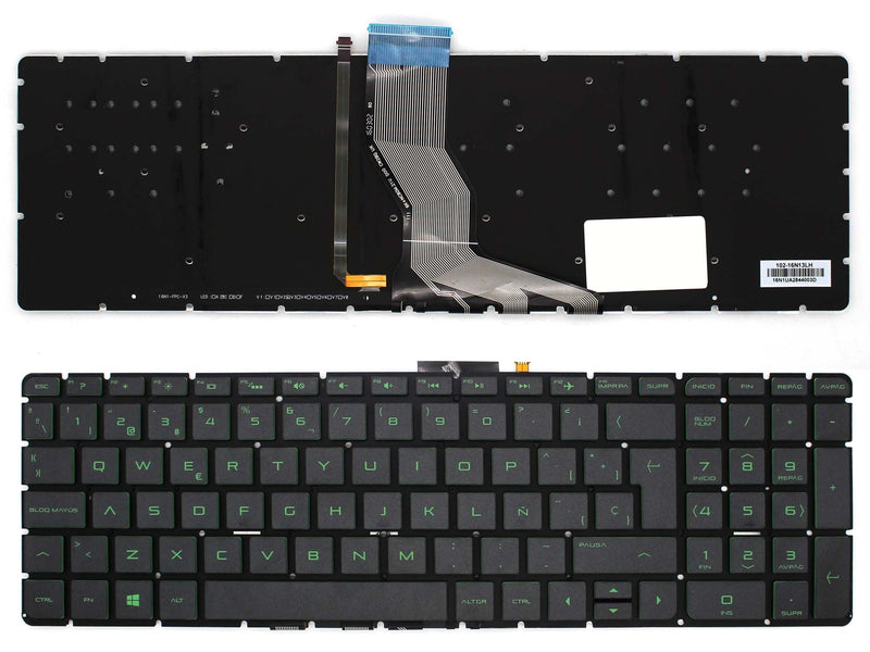 Keyboard Retroiluminado Green Laptop HP Pavilion 15-AB Series (intro Large