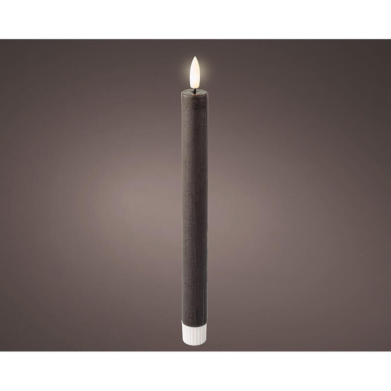 Vela Cera LED Efecto Llama Color Gris Ø2 X 24,5CM, 2 Unidades
