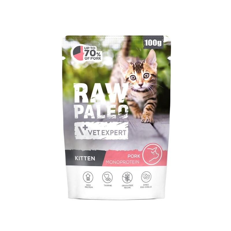 Vetexpert Raw Paleo Kitten Pork - Comida Húmeda Gatos - 100G