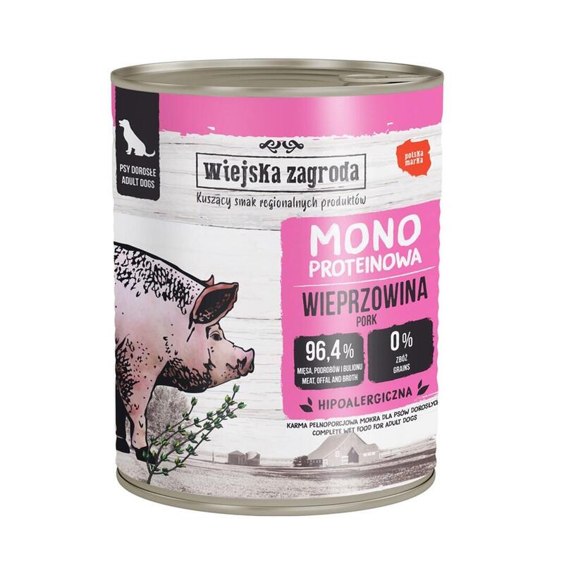 Wiejska Zagroda Mono Pork - Comida Húmeda Perros - 800G